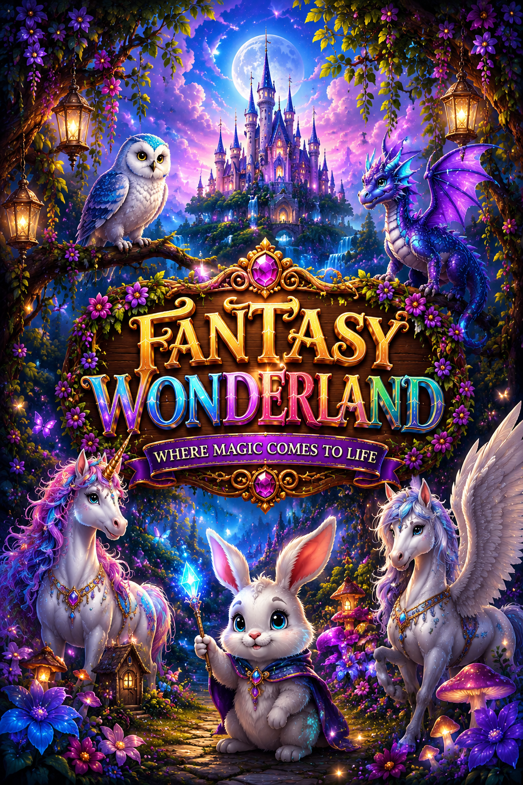 Fantasy Wonderland Title Colouring Page Preview