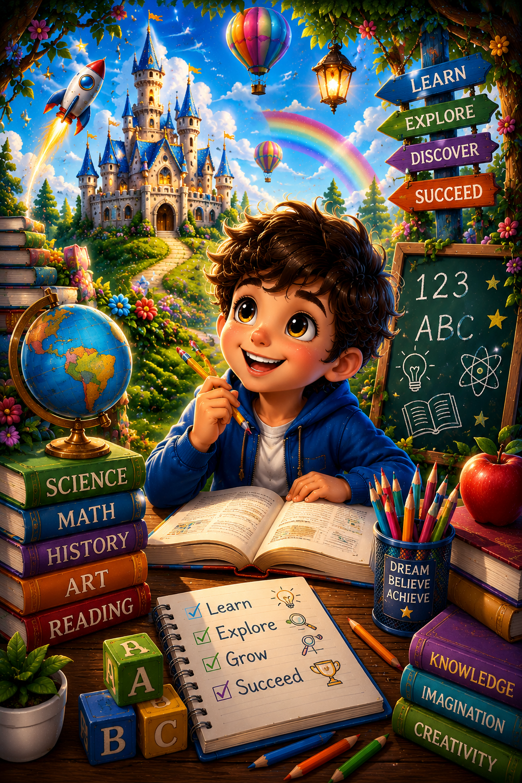 Educational Adventure Colouring Page Preview