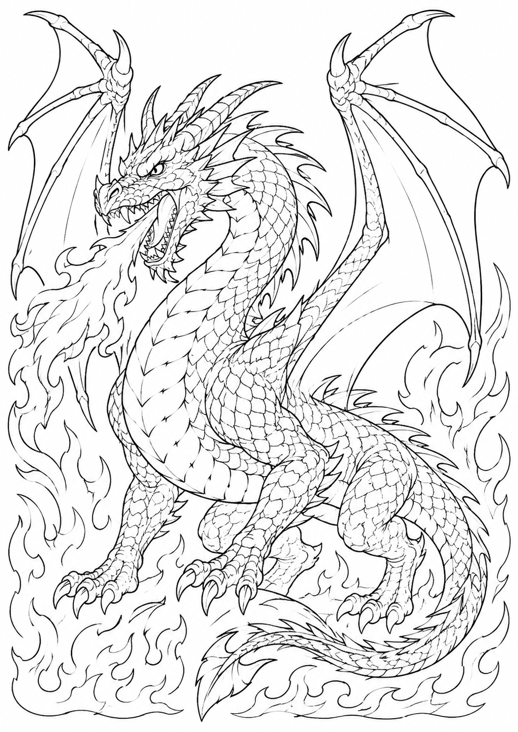 Fire Flames Dragon Colour Sheet