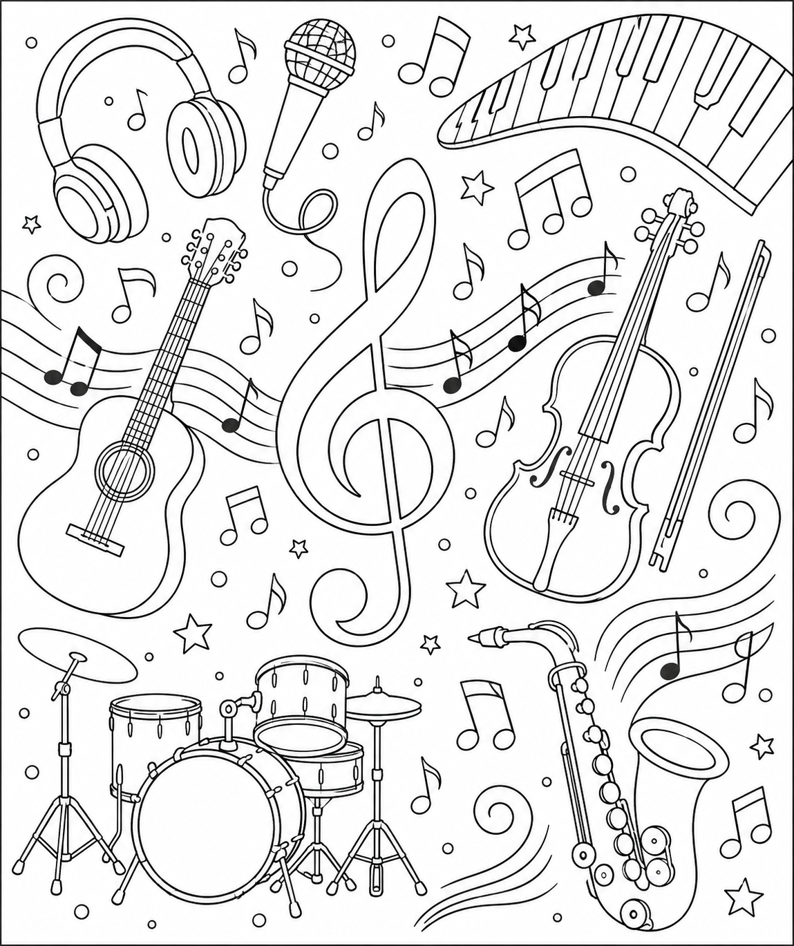 Musical Melody Colour Sheet