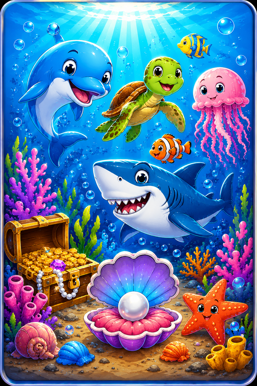Ocean Treasure Friends Colouring Page Preview