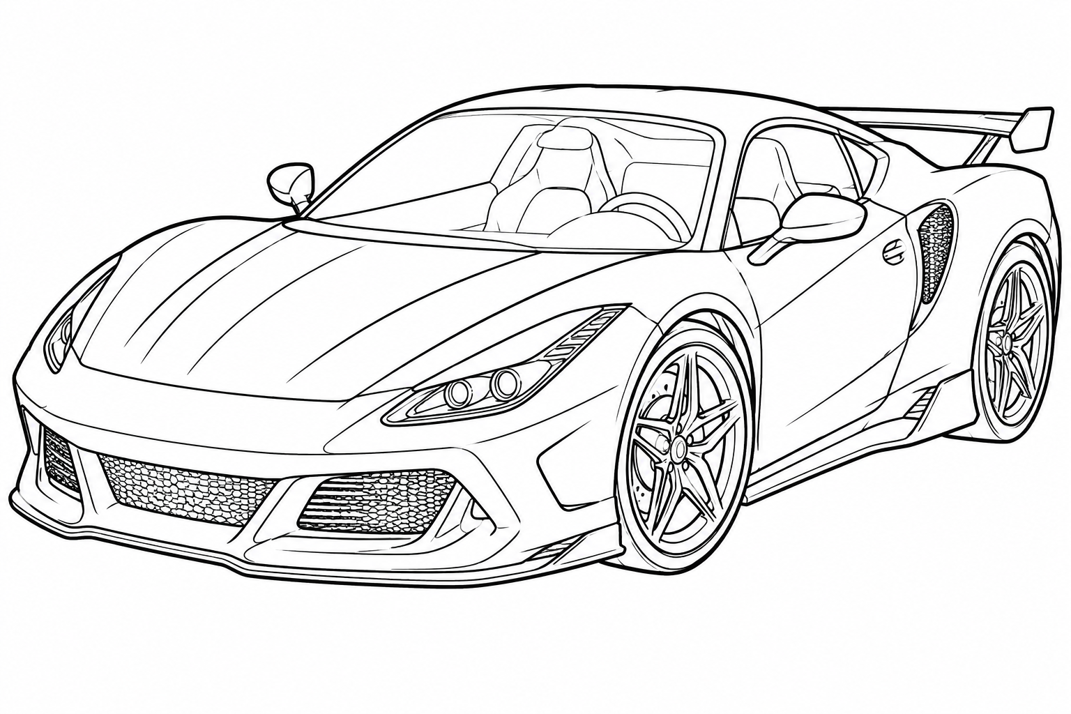 Printable Turbo Speed Sports Car colouring page for kids