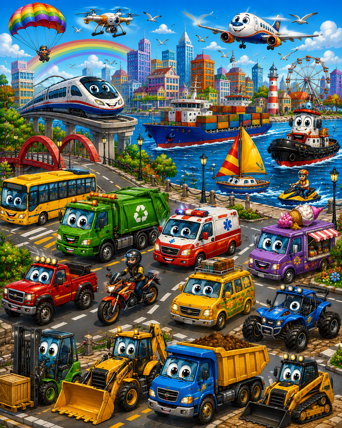 Ultimate Transport City Adventure Colouring Page Preview