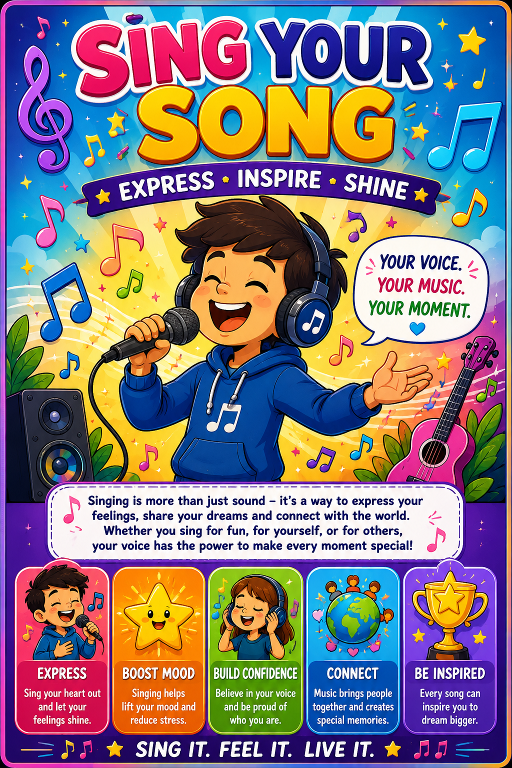 Sing Your Song - Express, Inspire and Shine Colouring Page