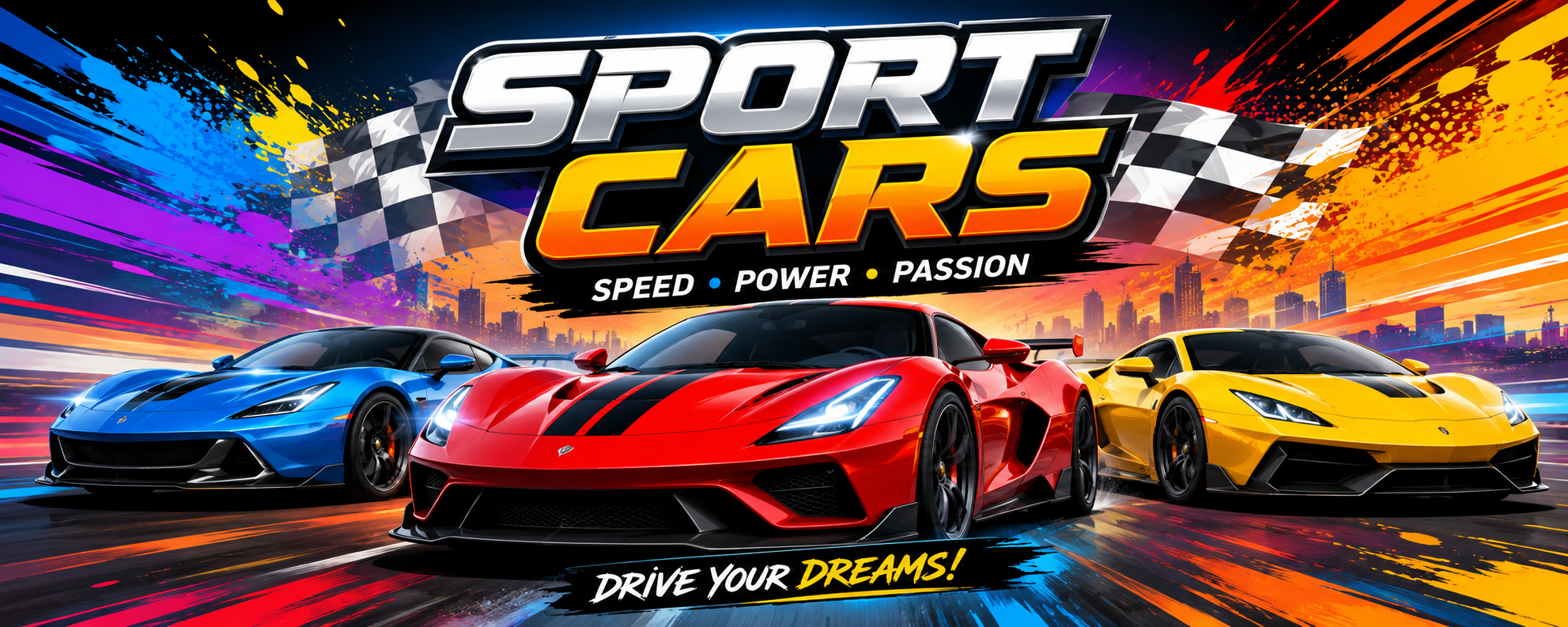 Sports Cars Colouring Pages Banner